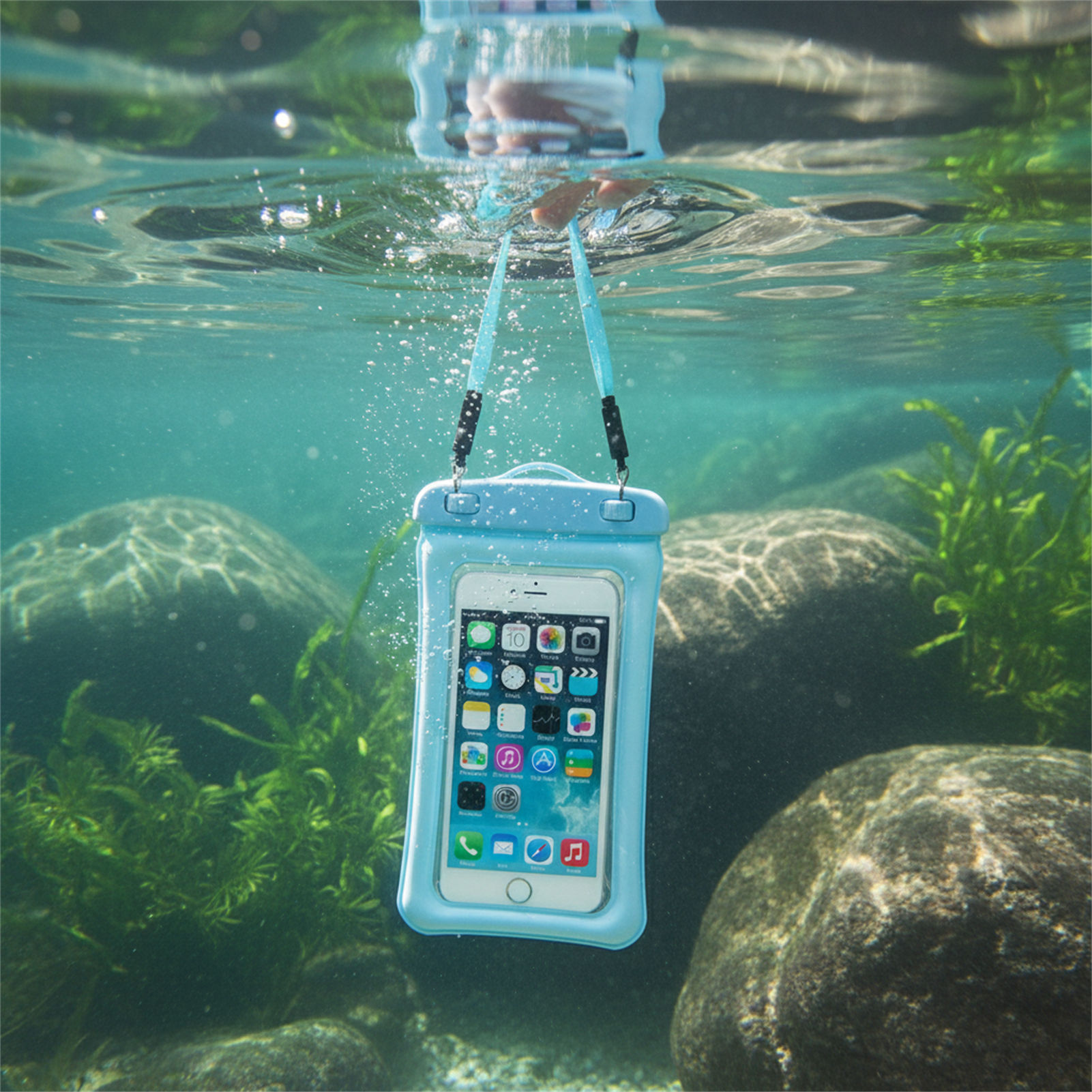 Phone Accessories For Men - Mavi Siyah Su Geçirmez Telefon Çantası
